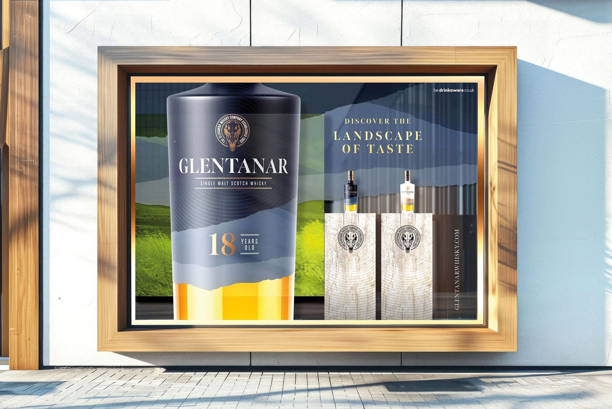 Glentanar Single Malt Scotch Whisky retail window display