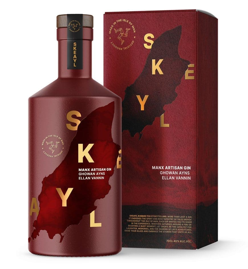SKEAYL Artisan Manx Gin brand identity, label and packaging design