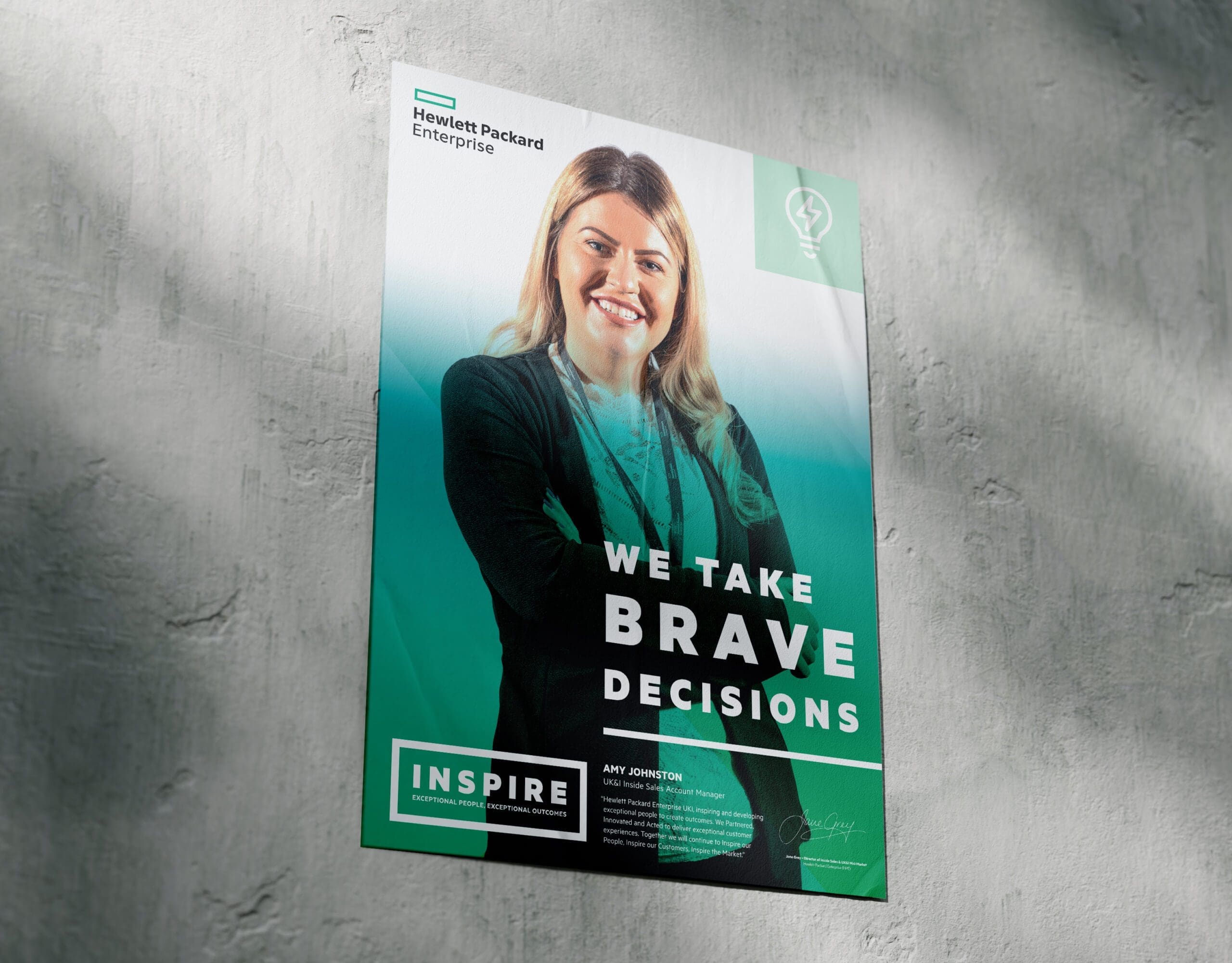 Hewlett Packard Enterprise Staff Recognition poster – ‘We Take Brave Decisions’ Hewlett Packard Enterprise Staff Recognition poster – ‘We Take Brave Decisions'