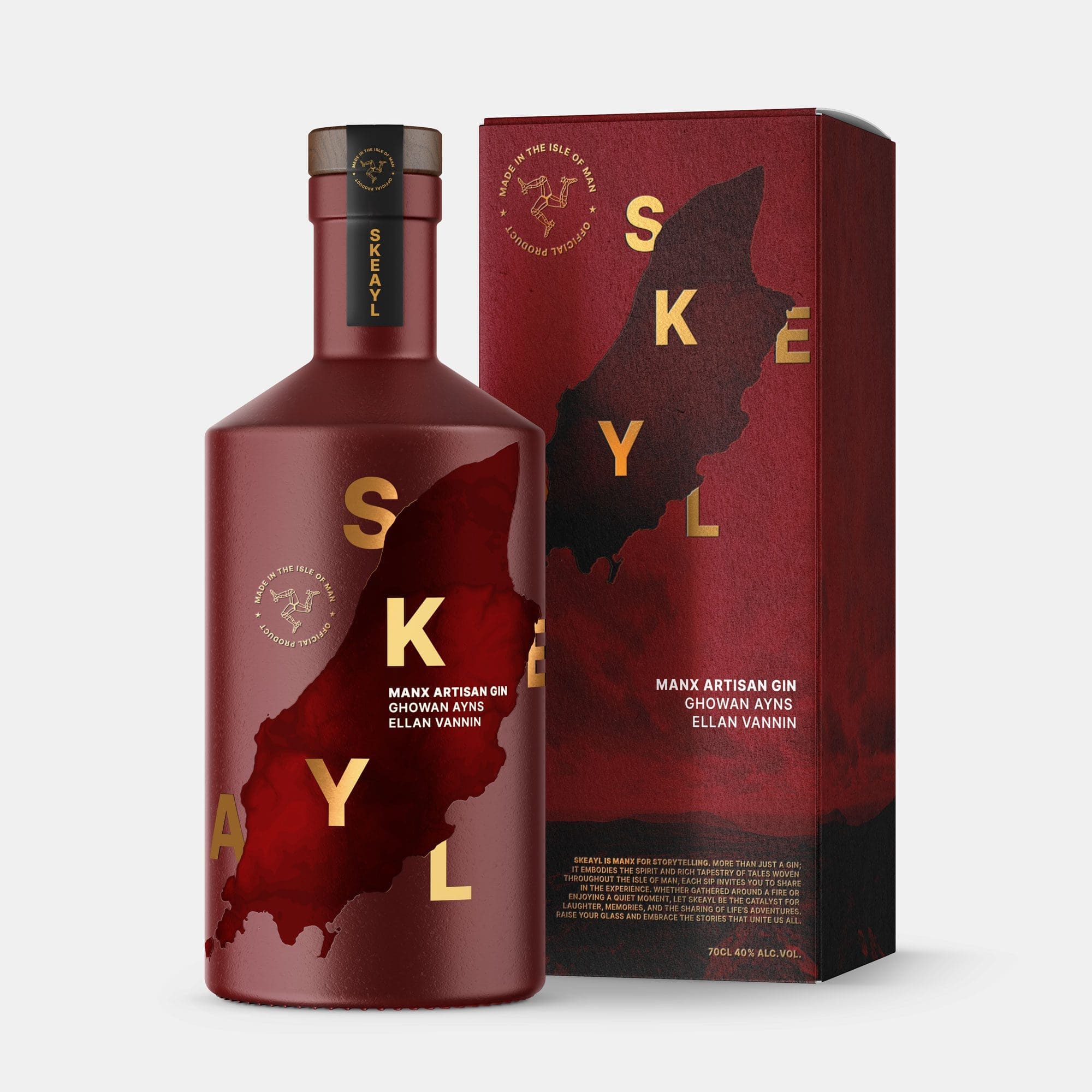 SKEAYL Artisan Manx Gin brand identity, label and packaging design SKEAYL Artisan Manx Gin brand identity, label and packaging design