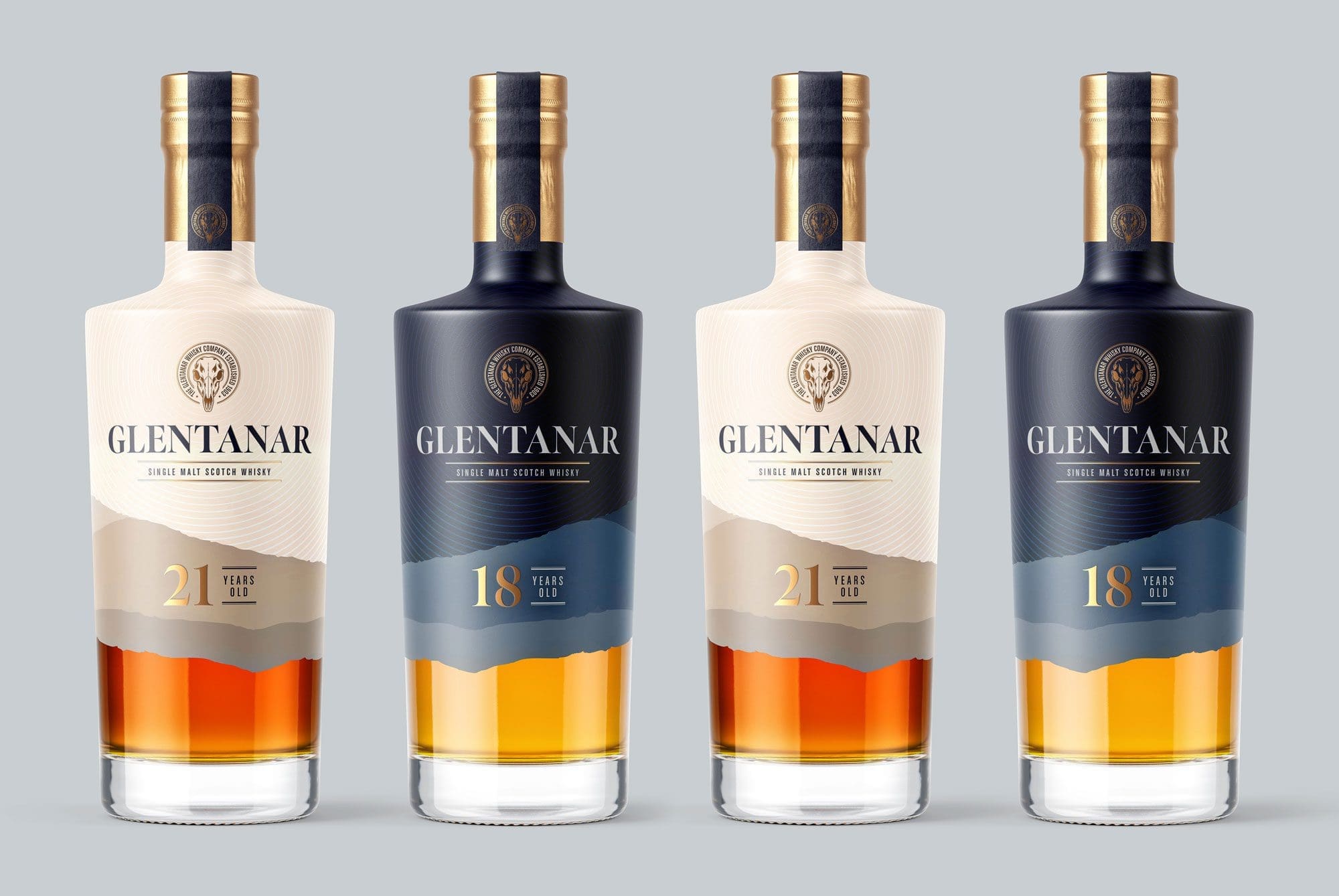 Glentanar Single Malt Scotch Whisky bottle labels