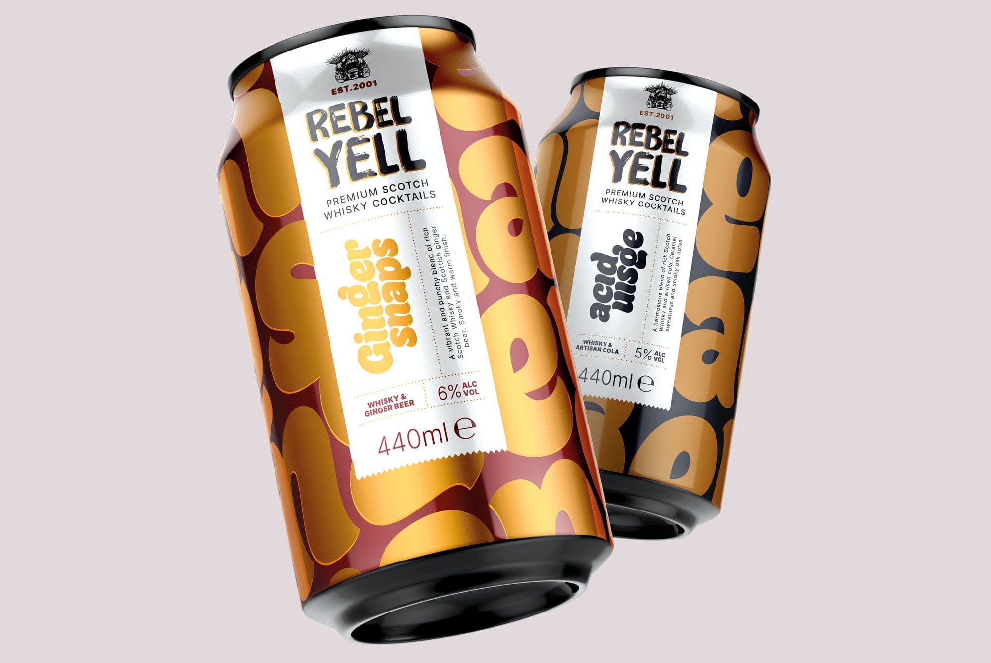 Rebel Yell Ready To Drinks packaging desigm