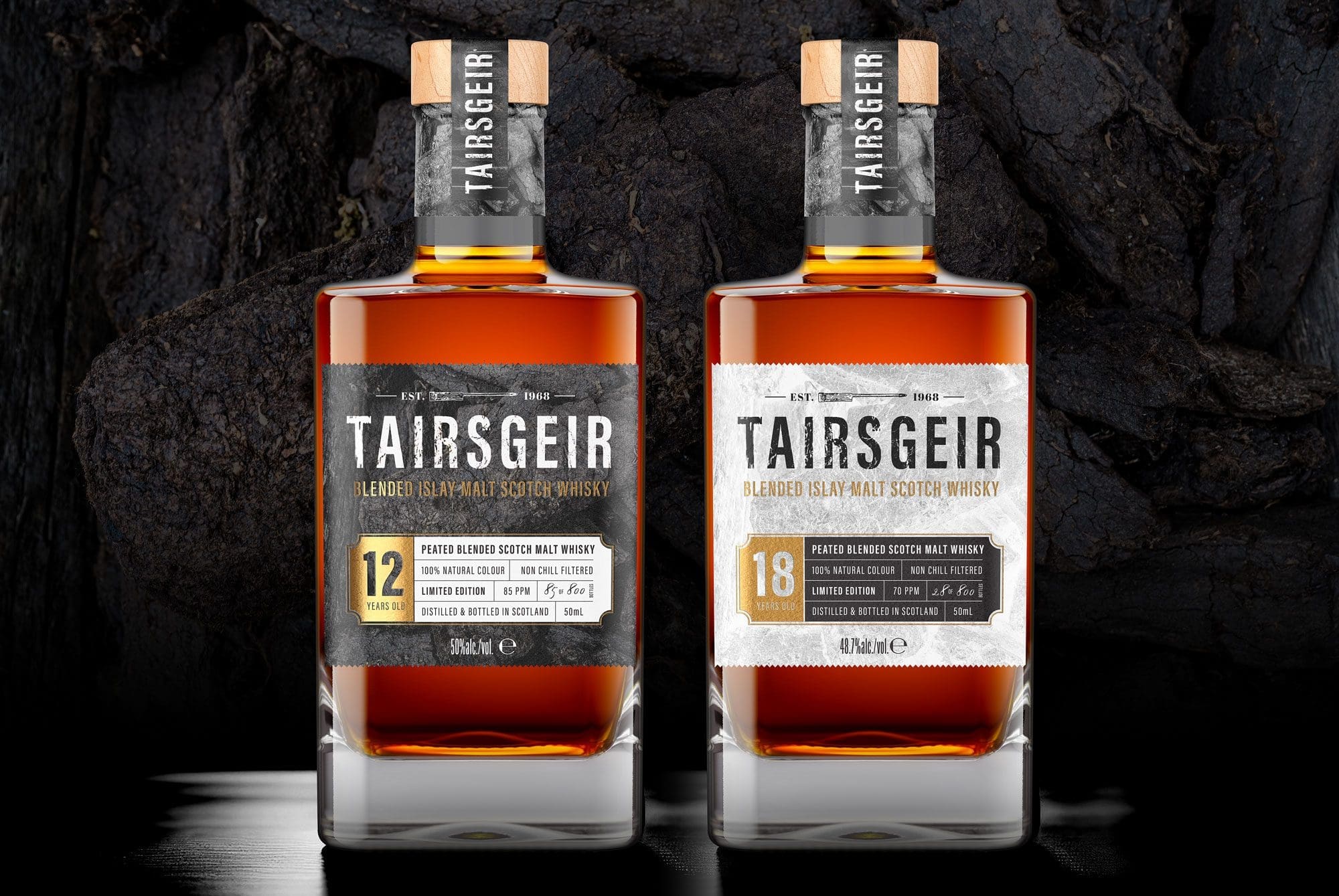 Tairsgeir Blended Malt Scotch Whisky bottle labels