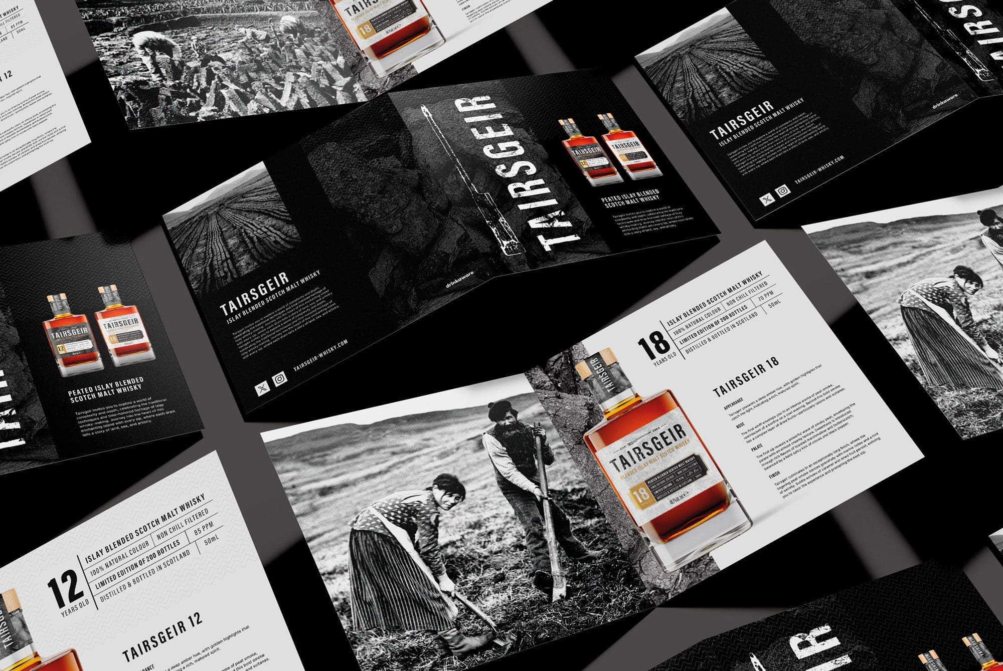 Tairsgeir Blended Malt Scotch Whisky product information cards